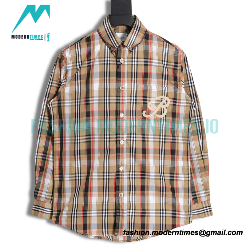 Burberry - New Pocket Embroidered Striped Long-sleeved Shirt T-shirt Burberry - New Pocket Embroidered Striped Long-sleeved Shirt T-shirt
